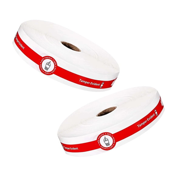 FRCOLOR 2 Rolls Tamper Seals For Drink Caps Secure Sealing Stickers Self Adhesive Labels For Food Packaging For Takeout And Home Use