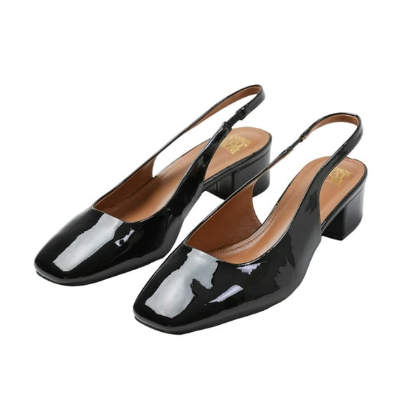 Where's That From Womens Michigan Patent Leather Sling Back Low Block Heel Sandals