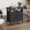 thumbnail image 3 of Uforic Patio Wicker Bar Table, Outdoor Wicker Storage Cabinet, Bar Counter Table, Deck Box - Black, 3 of 9