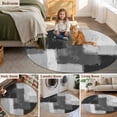 thumbnail image 5 of Black Abstract Round Area Rug 4Ft Washable Circle Rugs for Bedroom Dining Room, Grey Geometric Oil Painting Vintage Ombre Non-Slip Carpet Floor Mats Indoor Outdoor Carpet Runner Aesthetic Home Decor, 5 of 8