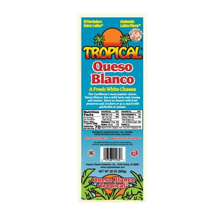 Tropical Queso Blanco 30oz, Fresh White Cheese, Vacuum Packed
