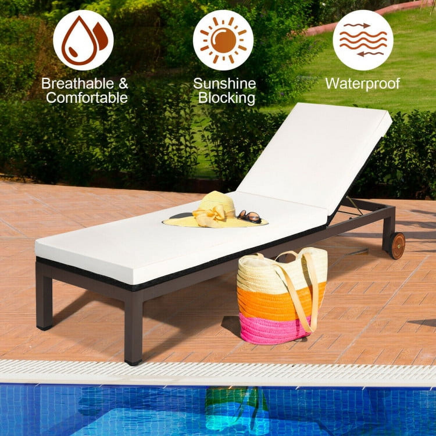 Aimee Lii Adjustable Cushioned Patio Rattan Lounge Chair, Patio Loungers, Back Aimee Lii Adjustable Cushioned Patio Rattan Lounge Chair, Patio Loungers, Back