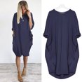 thumbnail image 2 of Sngxgn Women's A Line Midi Dress Straps V Neck Slit Party Slip Dress(Navy,XXL), 2 of 6
