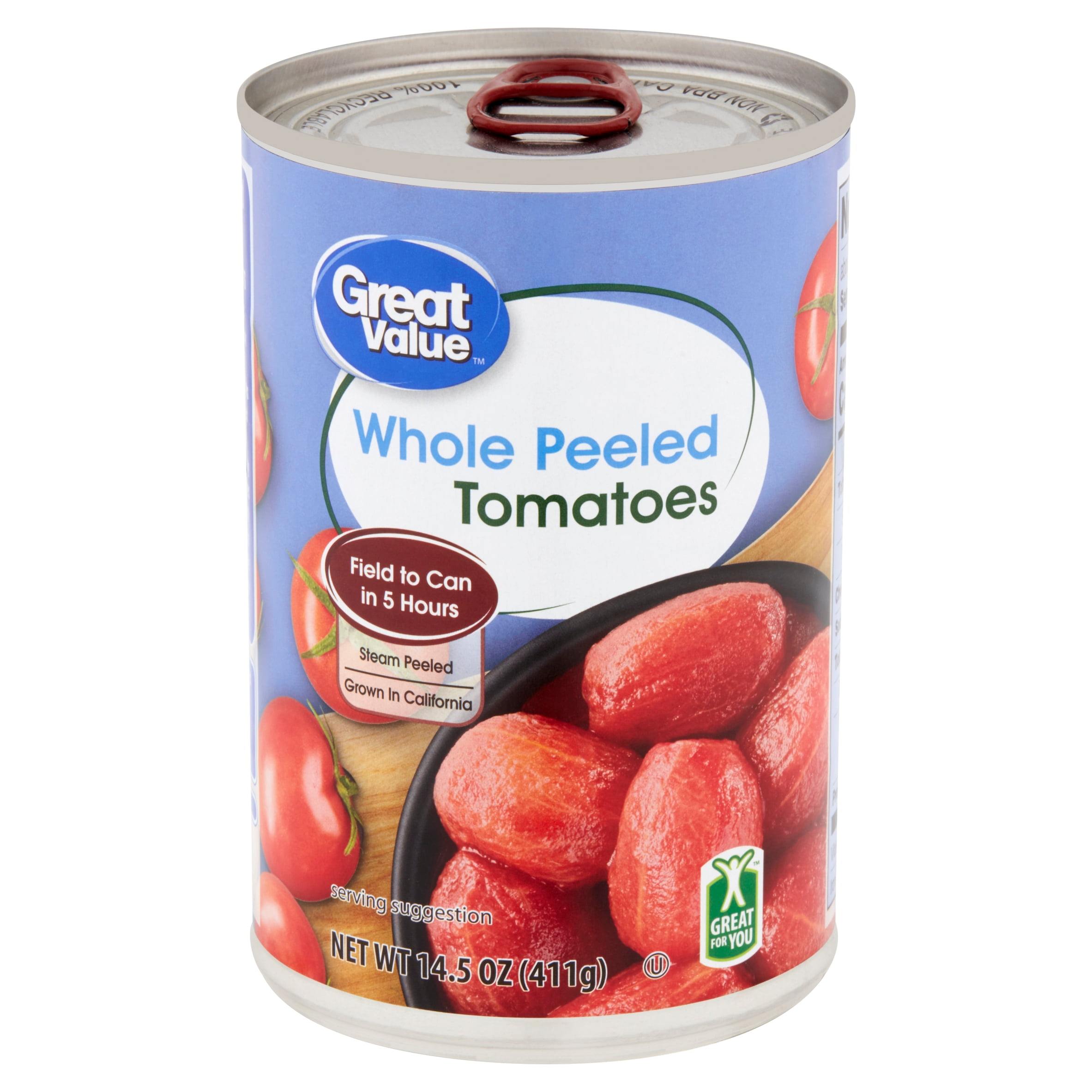 Great Value Whole Peeled Tomatoes, 14.5 Oz