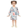 thumbnail image 2 of Girls' long-sleeved dress Cute Cats and Flowers Girls' A-line dress with ribbed cuffs Soft and comfortable, 2 of 6