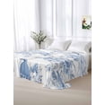 thumbnail image 5 of Blue White Flowers California King Size Flat Sheet, Wrinkleproof & Fadeproof Cooling Flat Bed Sheet Only, Spring Summer Floral Botanical Breathable Soft Bedding Top Sheets 108 x 98 Inches, 5 of 8