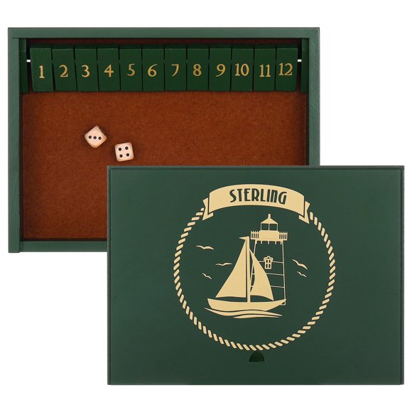 Juego Shut The Box STERLING Games de madera con 12 números, color verde