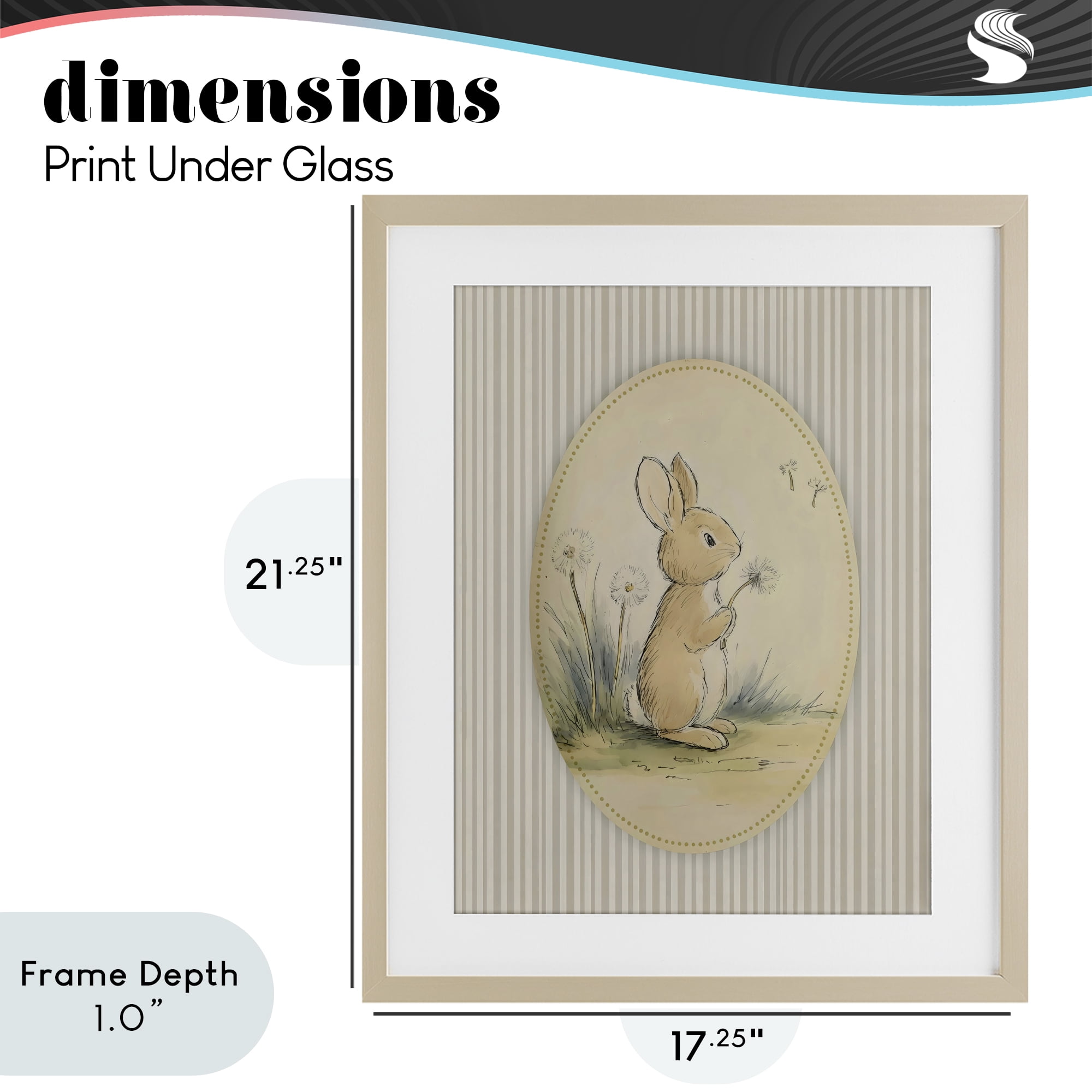 Stupell Industries Baby Bunny in Dandelions Birch Framed Print Under Glass, design by Arlington Prints