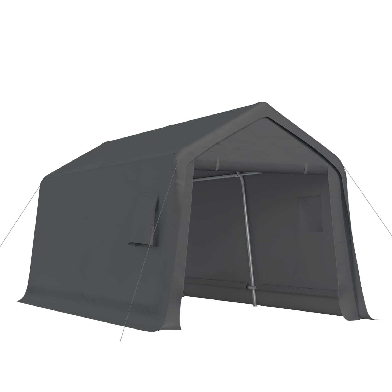 Mellcom 8 X 14 FT Carport Storage Sheds ,Portable Garage with All-Steel Metal Frame and Reinforced Base, All-Season Carport Canopy for Motorcycles,Bikes and Outdoor Tools