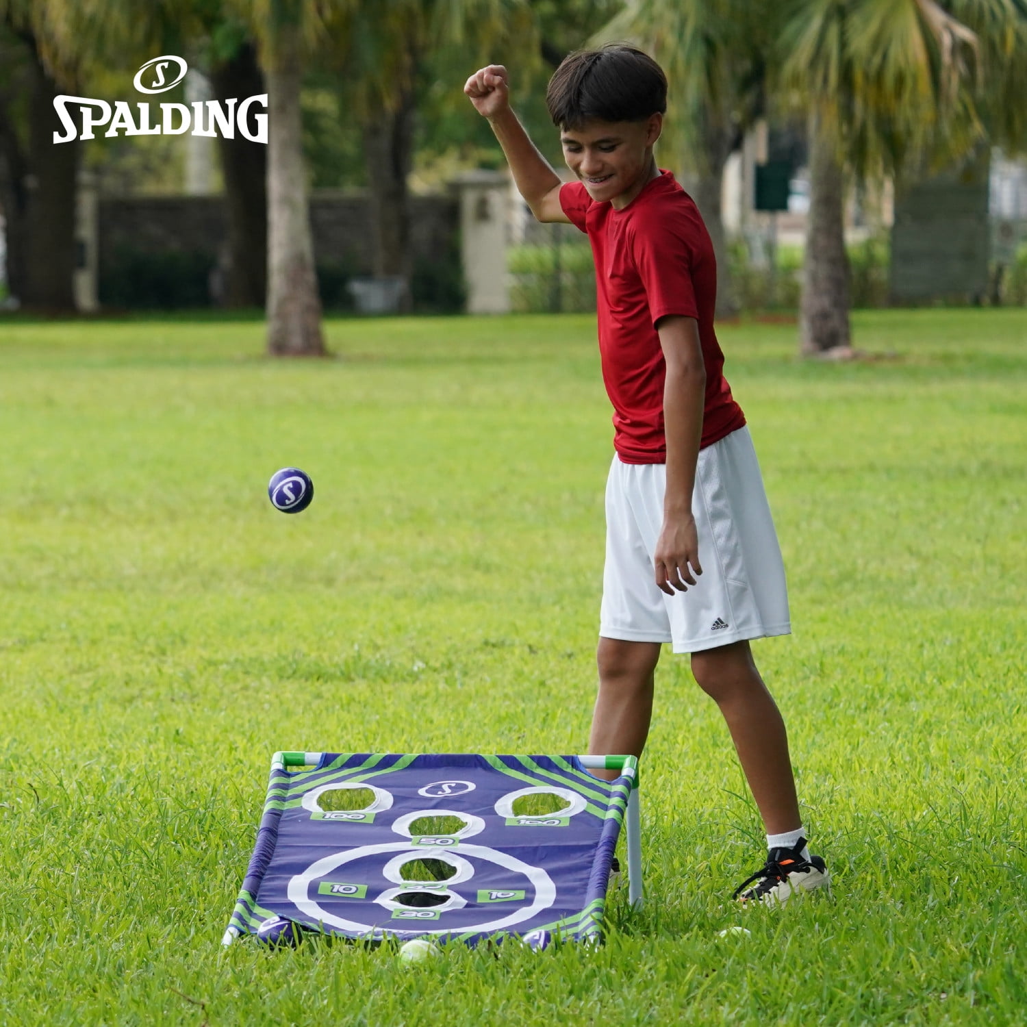 Spalding Portable Cornhole Set with Collapsible Cornhole Boards and 8 Cornhole Balls – Perfect for Yard Toss Games, Indoor or Outdoor Camping Fun for All Ages.