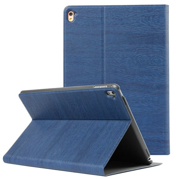 Professional Grain Pattern Portfolio Case (Navy Blue) for iPad Pro 9.7-inch - Sleep/Wake Mode, Premium Vegan Leather, Built-in Kick Stand, Full Coverage w/ Slim Design