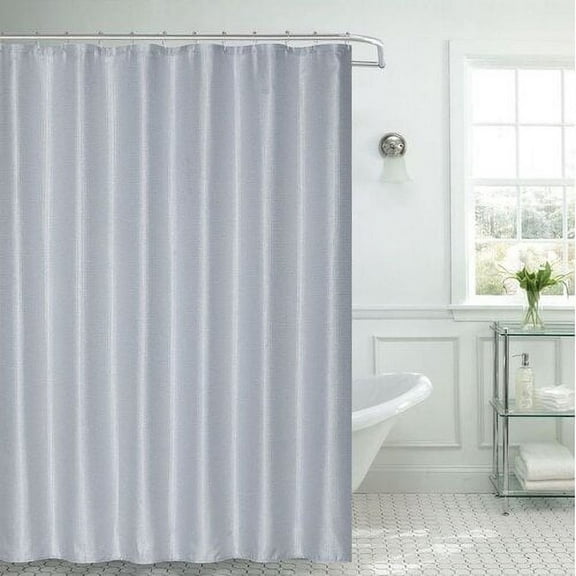 Dainty Home Lurex Waffle Polyester Shower Curtain, 70 x 72, Silver