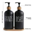 thumbnail image 2 of WOVTE Glass Hand and Dish Soap Dispenser Set, Kitchen Soap Dispenser Set with Tray, Suitable for Kitchen Sink, Housewarming Gift, Countertop Decor, Rustic Kitchen Decor (Black, 16oz), 2 of 6