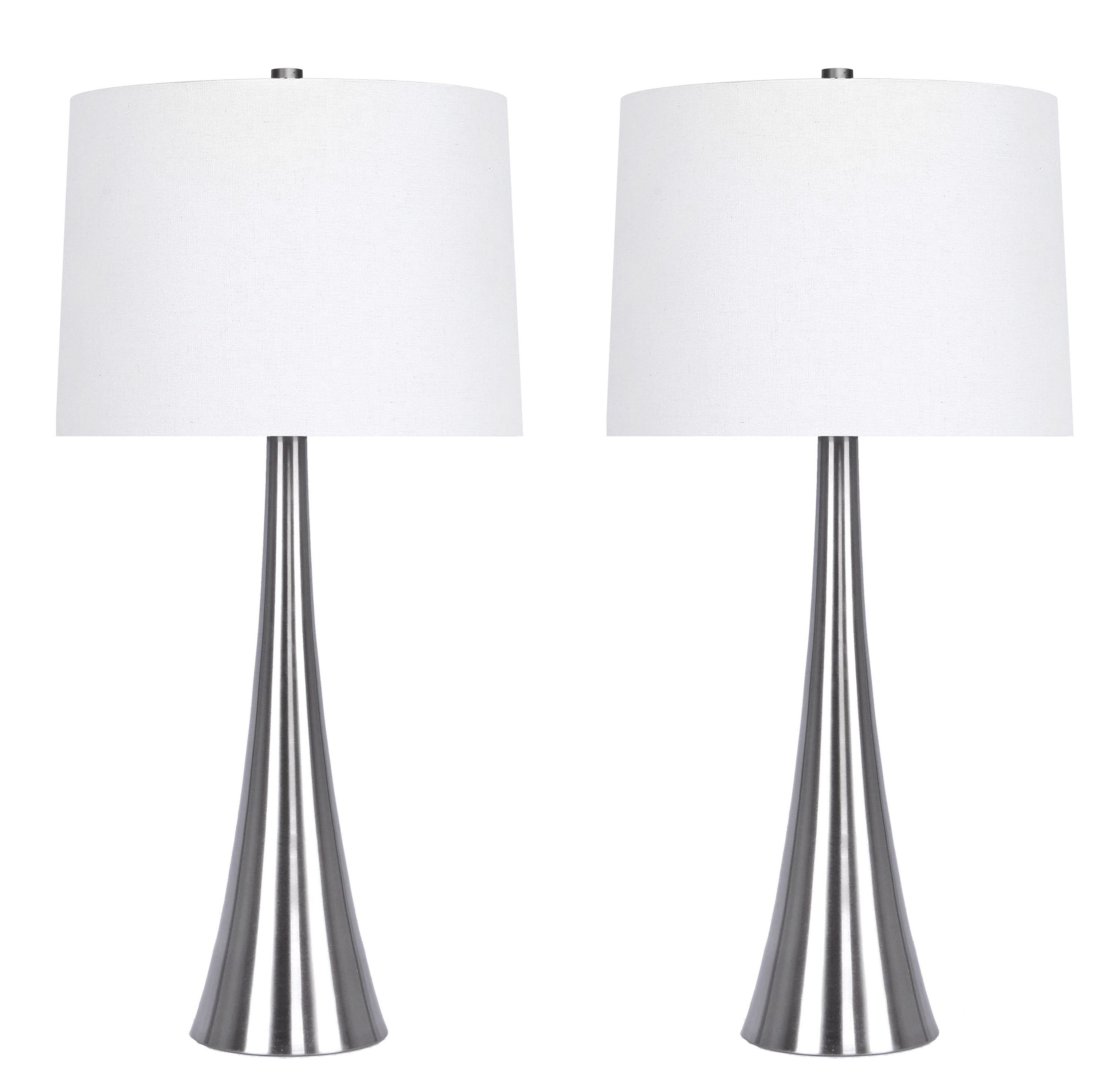 brushed nickel table lamps set of 2