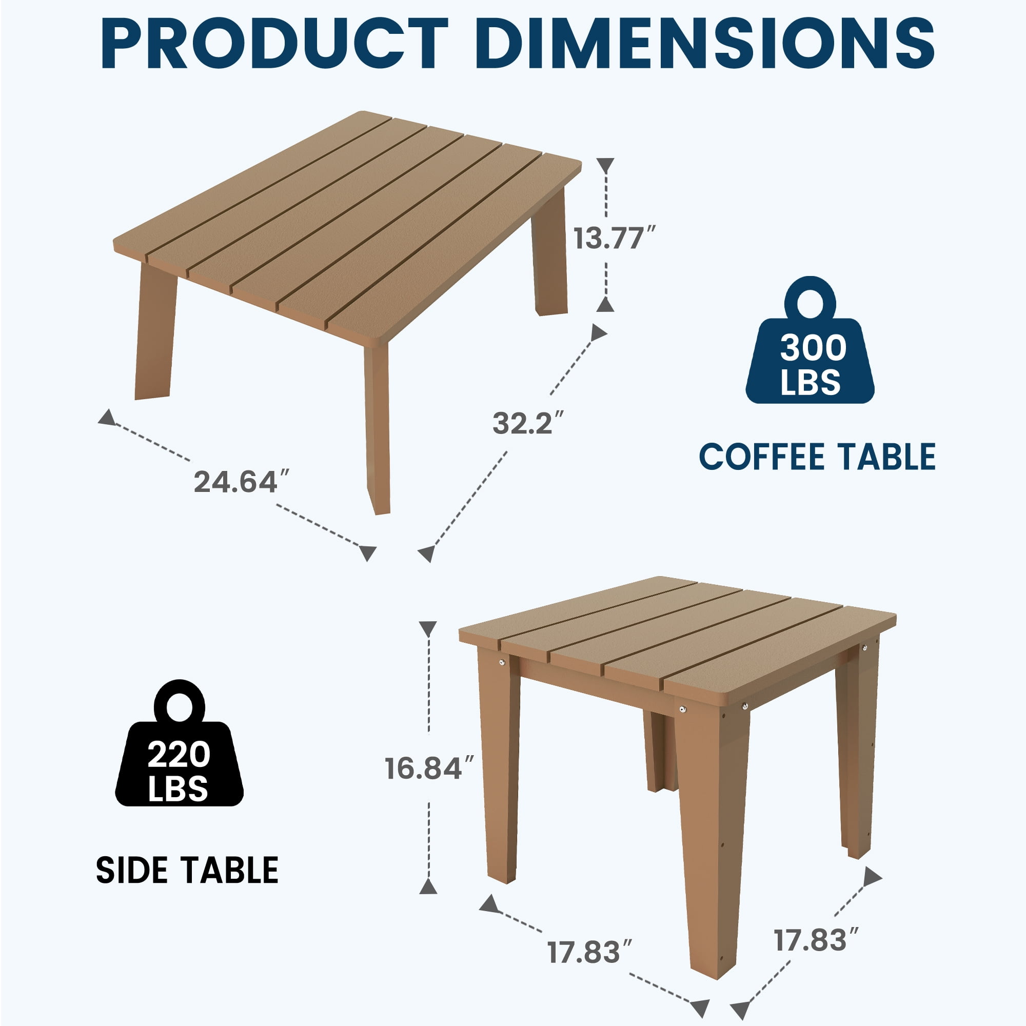 FOOWIN 7-Piece Patio Furniture Set, HDPE Outdoor Conversation Set with 5 Seating & Cushions, Perfect Patio Sofa Set for Garden, Porch, Backyard, Teak Frame with Grey Cushion