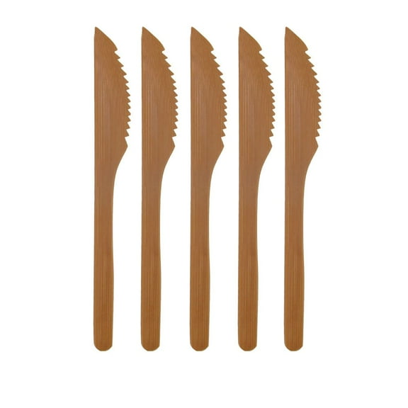 BambooMN Premium Solid Bamboo Dinner Knife 8" - All Natural Reusable Dinnerware - 30 pcs