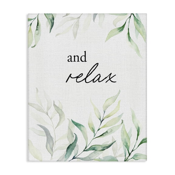 And Relax Soothing Greenery Canvas Wall Art, design by Lettered and Lined