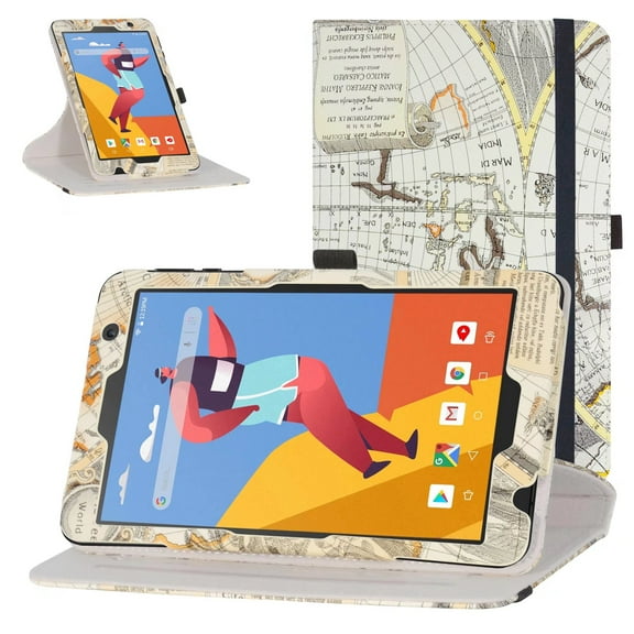 Labanema 8" VANKYO MatrixPad S8 Tablet Case, 360 Degree Rotary Stand 8" VANKYO MatrixPad S8 Tablet Cover, Anti Scratch Waterproof Protective Case for 8" VANKYO MatrixPad S8 Tablet (Map White)