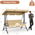 thumbnail image 4 of LAZZO 3-Seat Outdoor Porch Swing, Reclining Lounge Bed Convertible, Adjustable Canopy & Removable Cushions, Khaki, 4 of 10
