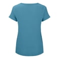 thumbnail image 4 of Prolriy Womens Tops Linen Shirts for Women, Women's Round Neck Short Sleeve Solid Color Casual and Comfortable Tops T Shirts for Women, Womens Tops Summer Tops Blue L, 4 of 5