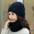 thumbnail image 5 of Winter Women Knitting Cap Men And Women Outdoor Warm Thickening Velvet Loose Winter Hat With Scarf  B r a n d  Winter Ski Mask Hat, 5 of 11
