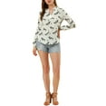 thumbnail image 2 of INSPIRE CHIC Women's Floral Print Bow Tie Ruffle Neck Long Sleeve Blouse Top S White, 2 of 6
