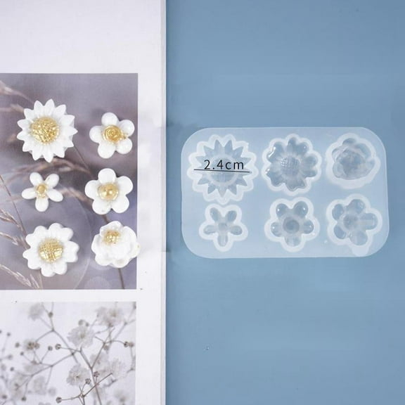1pc DIY Flower Silicone Molds for UV Resin & Epoxy Resin Jewelry Making White 80x51.5x10mm White