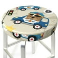 thumbnail image 3 of Qekee Animals Driving Police Car Print Velvet Round Bar Stool Seat Cover, Soft Foam Cushioned Protector with Non-Slip Backing for Kitchen, Office & Restaurant Chairs-14 inch, 3 of 7