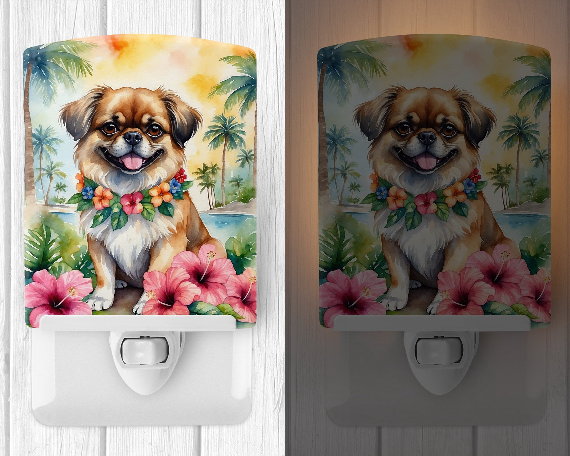 Tibetan Spaniel Luau Ceramic Night Light 4 in x 6 in