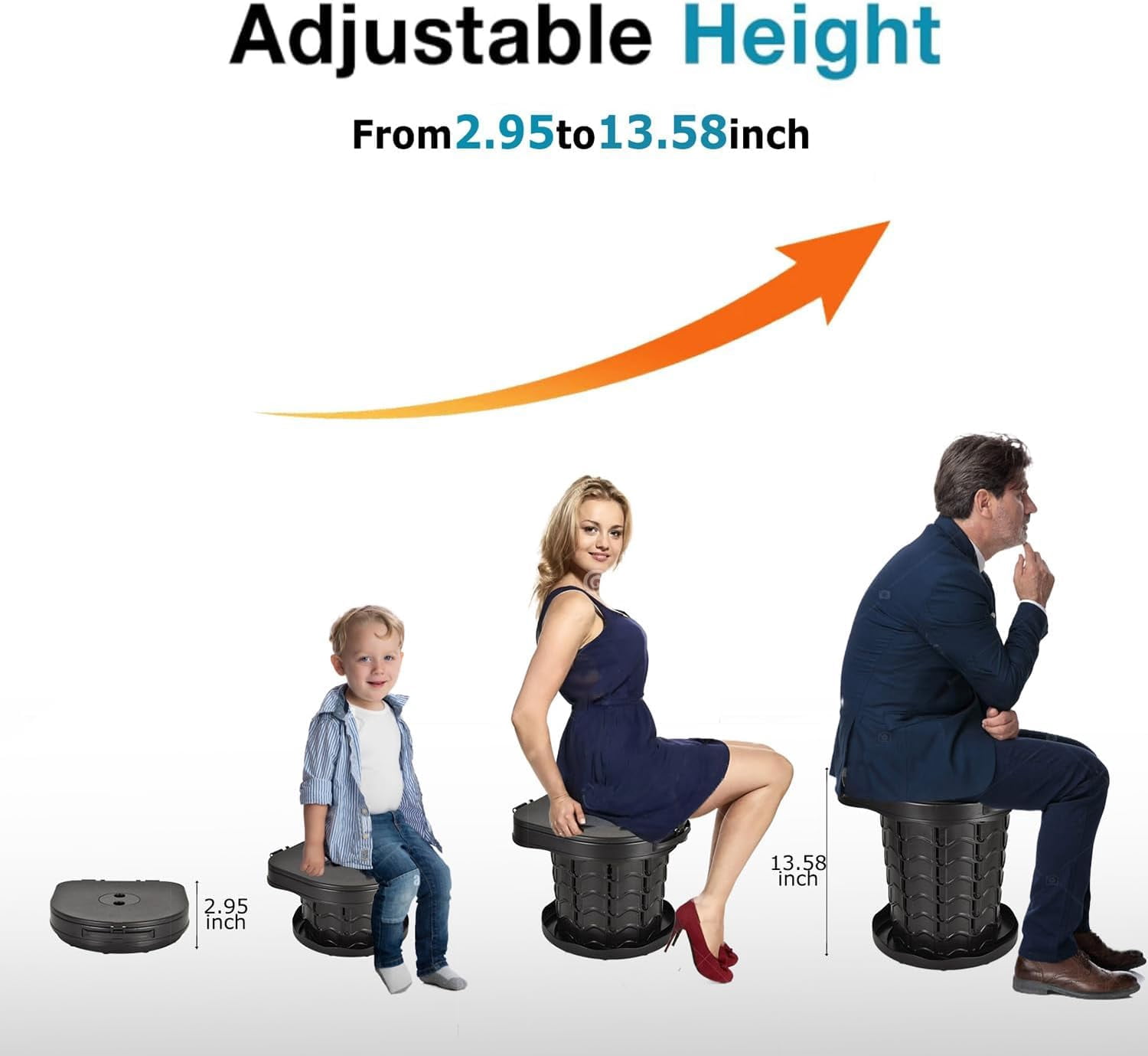 BEFUNZL Foldable Portable Camping Toilet, Height Adjustable 2.95 inches~13.58 inches, Comes with Waterproof Storage Bag and 15 Garbage Bags, Camping Toilet bearing 450 pounds
