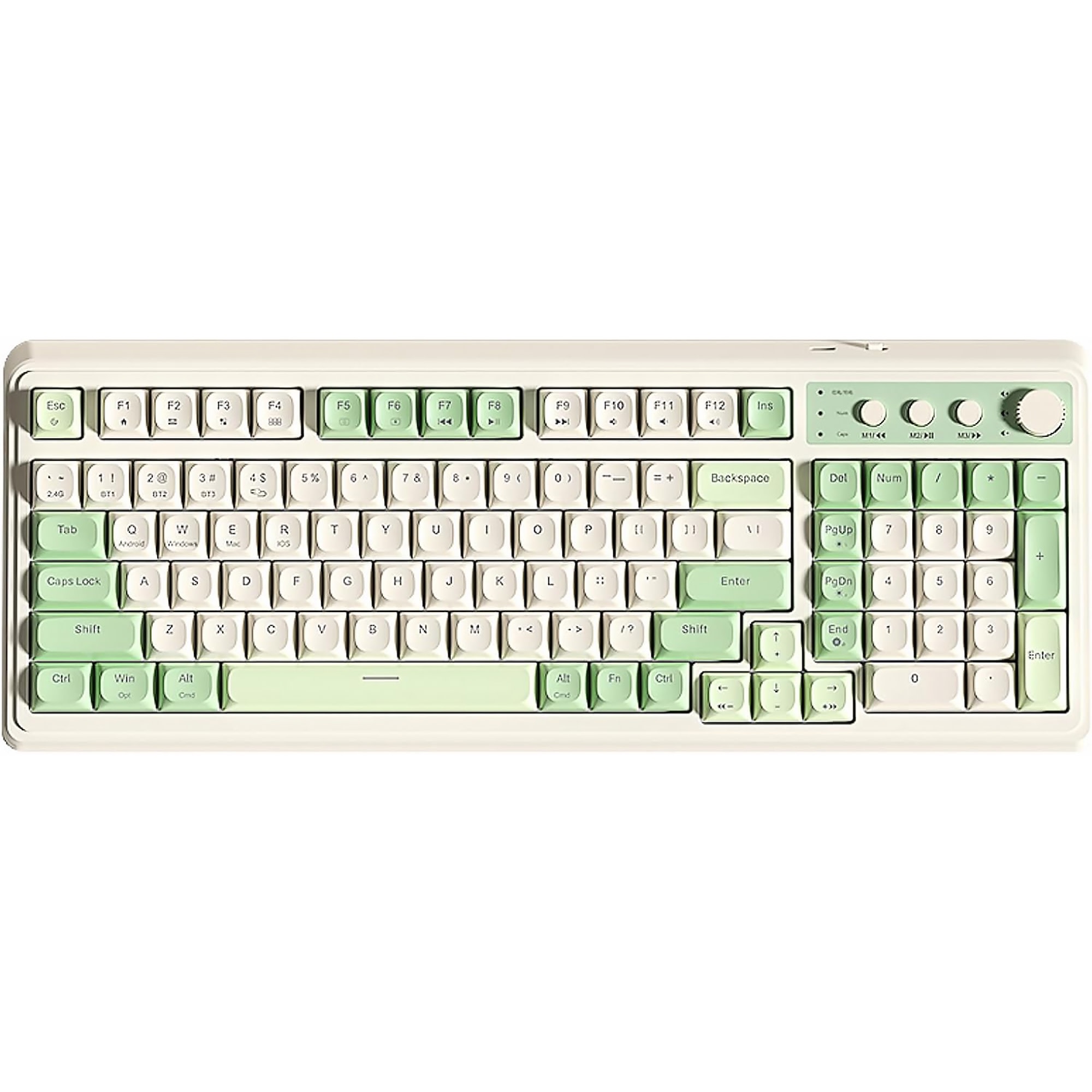 AULA S99 99-Key Wireless Gaming Keyboard, RGB, White/Green photo 3