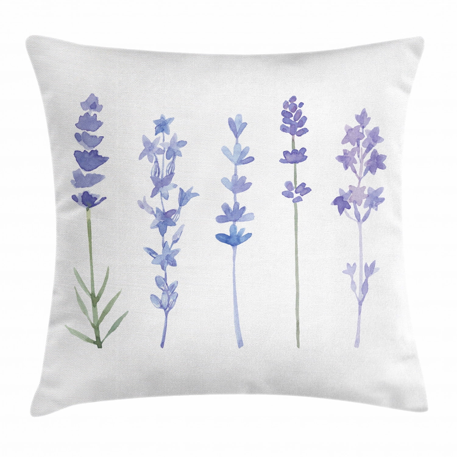 Lavender Throw Pillow Cushion Cover, Watercolor Florist Art Style Herbs