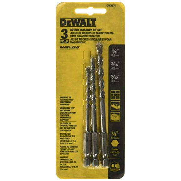 DEWALT Masonry Drill Bit Set, Rotary, 3-Piece (DW2571)