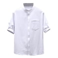 thumbnail image 2 of Blusa y camisa de manga corta con cuello alto para hombre, cómoda, informal, de poliéster, a la moda, de manga corta y cuello alto., 2 of 4