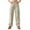 Khaki, variant on Women's Washed Denim Cargo Pants - Drawstring Adjustable Waist Straight Leg Casual Trousers with Distressed Hem