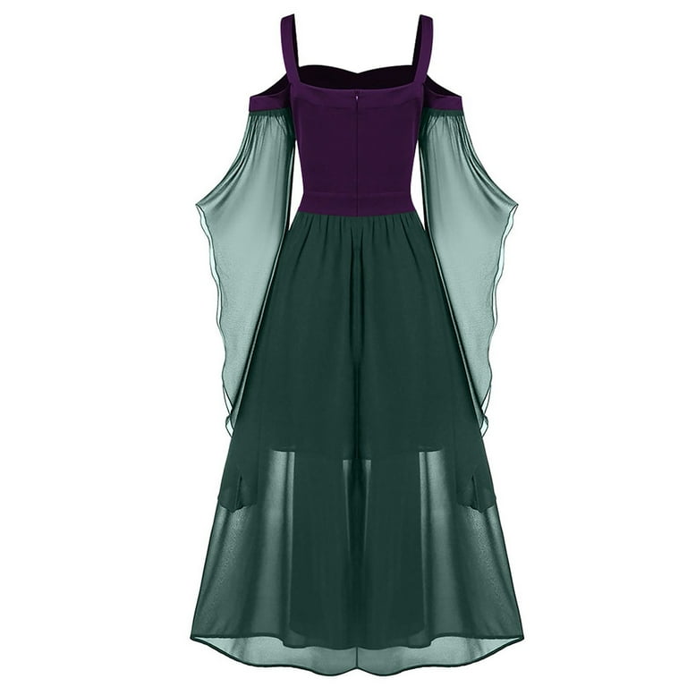 green and purple maxi dress Sage Long Sleeve Ball Gown Dress With Purple Flowers – Lisposa main image 0