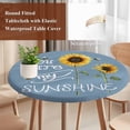 thumbnail image 4 of Sunflowers Round Tablecloth, Fitted Table Cover with Elastic for 55"-60" Round Tables, Modern Bee You Are My Sunshine Blue Table Cloth Outdoor Indoor Dinning Party Waterproof Tablecloths, 4 of 7