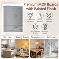 thumbnail image 6 of 72.5" Tall Bathroom Storage Cabinet, Wooden Floor Cabinets with 4 Doors, 2 Drawers with Slide Rails, Adjustable Shelf, Freestanding Cupboard for Kitchen, Dining Room, Living Room, Gray, 6 of 9