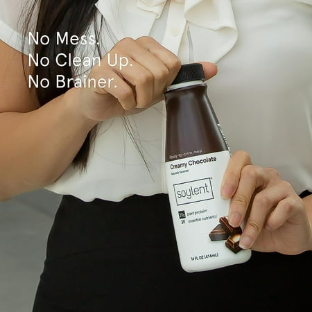 Soylent Vegan Meal Replacement Shake 14 Oz Ready to Drink Plant Protein Shakes, 12 Pack, Creamy Chocolate