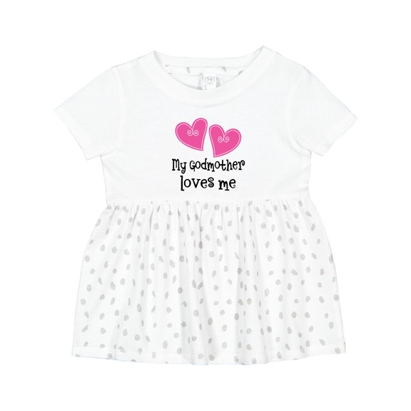 Inktastic My Godmother Loves Me Hearts Girls Baby Dress
