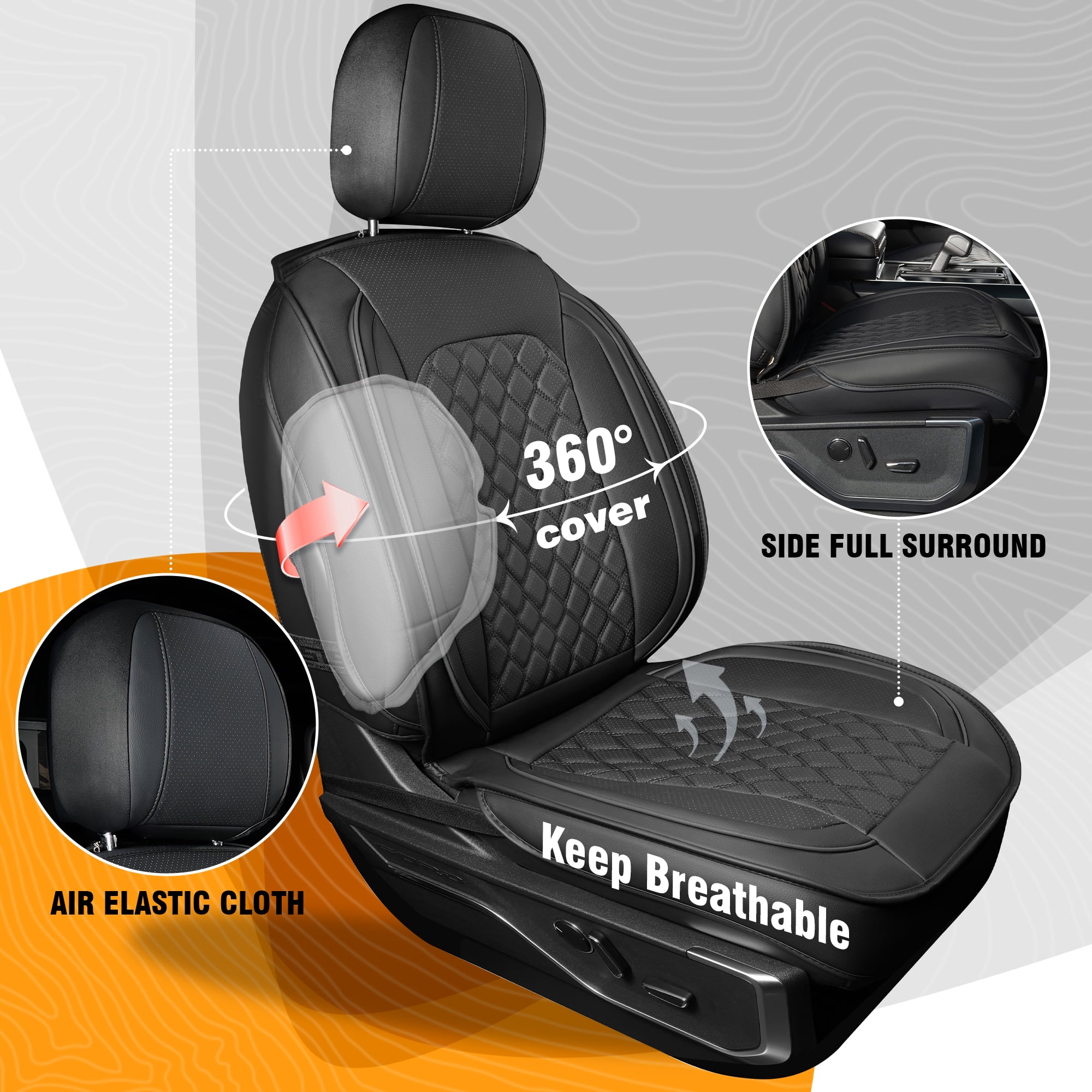 LINGVIDO F-150 Waterproof Faux Leather Automotive Seat Covers Fit for Ford 2009-2026 F150 F250 F350 F450 Super Duty Crew Cab XL XLT Lariat King Ranch Platinum
