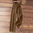 thumbnail image 6 of Women's Linen Wide Leg Pants – Drawstring Elastic Waist Casual Trousers with Pockets, Lightweight Cotton Blend for Summer Beach & Lounging(Brown,S), 6 of 6