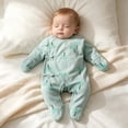 thumbnail image 6 of 1-3 Months Newborn Preemie Boys Girls Underwear Pajamas Rompers Home Clothes Footed Sleeper Gown With Mitten Footed For 0 6 Months Green Rompers Baby Gift, 6 of 8