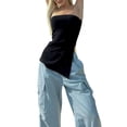 thumbnail image 2 of Women Sexy Strapless Tube Top Summer Sleeveless Slit Bandeau Y2k Slim Fit Tank Bustier Top, 2 of 6