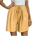 thumbnail image 3 of ClodeEU Women's High Waisted Drawstring Wide Leg Shorts,Casual Summer Loose Fit A Line Bottoms Yellow,Womens Plus XXL, 3 of 9