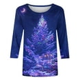 thumbnail image 4 of Holiday Gifts! Titcea Christmas Shirts for Women 3/4 Sleeve Crewneck Cute Christmas Print Pullover Sweaters 2024 Loose Comfort Casual Tops, 4 of 5