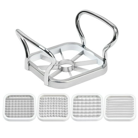

Fry Cutter Heavy Duty Stainless Steel Vegetable Dicer Potato Slicer with 5 Replacement & Suitable Handle for Family Vegetables Fruit Easy Slicer Silver One Size