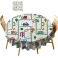 thumbnail image 1 of Cars, Nappe Ronde Douce, Diamètre 65 Pouces Dessin Mignon pour Enfants Voitures Conduisant sur les Routes Design Urbain, Nappes Rondes Imperméables pour Salle à Manger, 1 of 5