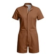 thumbnail image 4 of WDDDD Men's Short Sleeve Stand Collar Romper Jumpsuit Summer Shorts Outfit Brown XL, 4 of 4