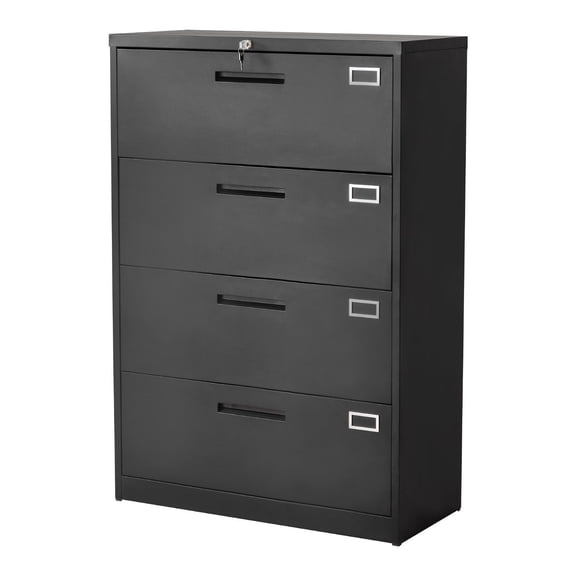 4-Drawer Metal File Cabinet, Vertical Locking Filing Cabinet with Adjustable Hanging Rods, Tall Storage Organizer for Home & Office, Fits Letter, A4, Legal Size Files, Black